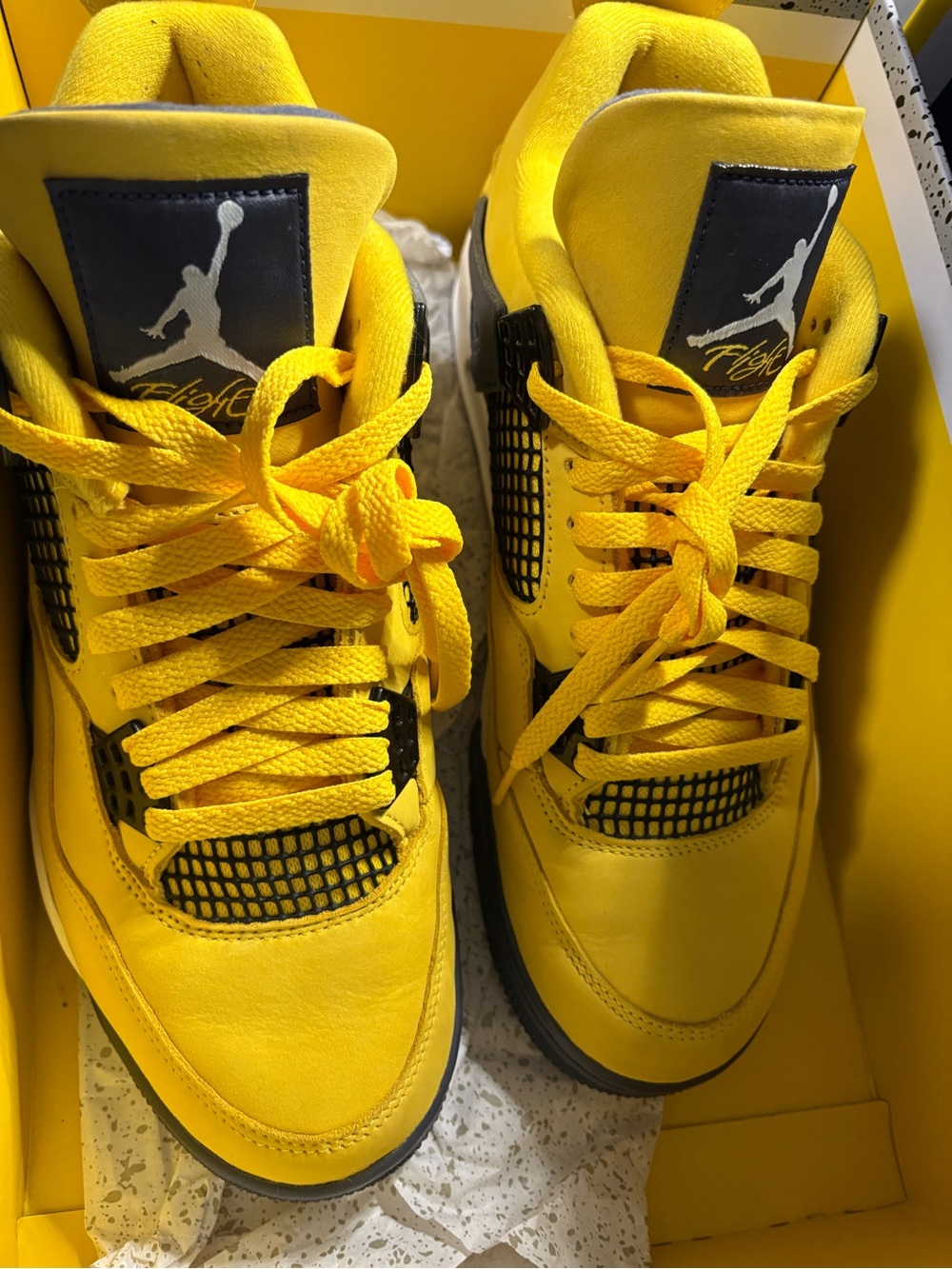 Air Jordan Retro 4 Mens “Lightning “ Yellow and Gray Sneakers size 10 - Picture 3 of 15